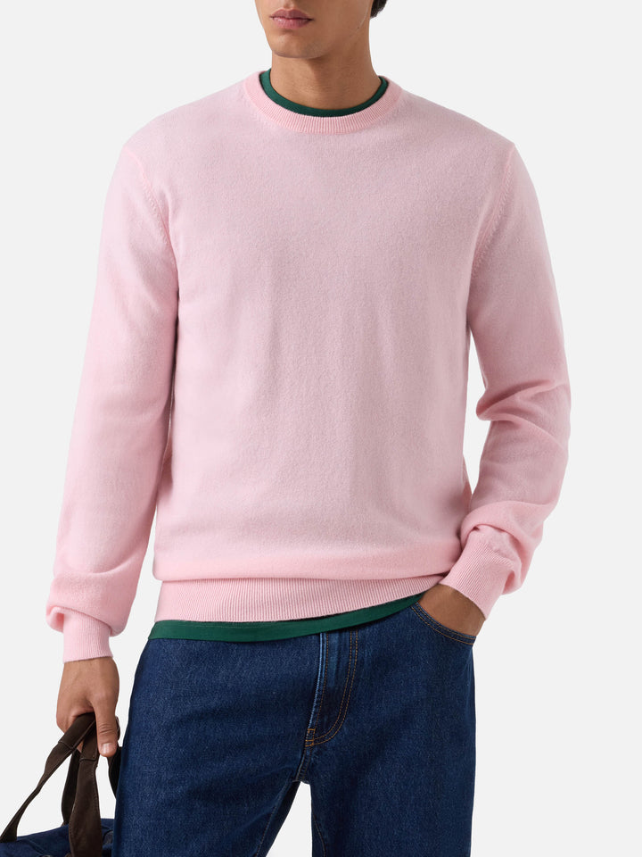 Maglia girocollo Regent rosa in cashmere