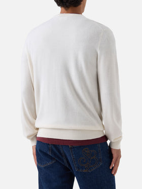 Crewneck Regent aus weißem Kaschmir 
