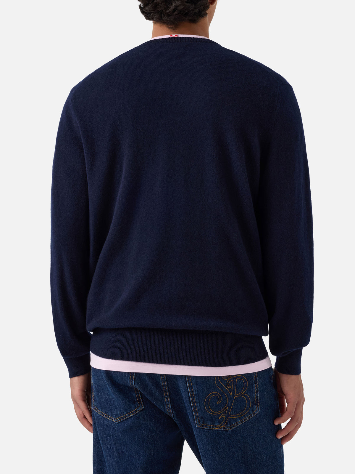 Maglia girocollo Regent blu navy in cashmere