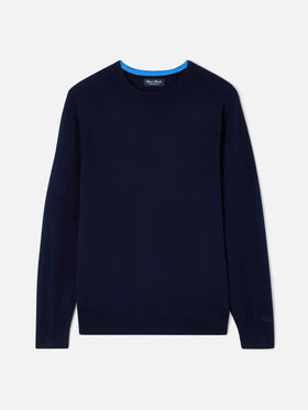 Maglia girocollo Regent blu navy in cashmere