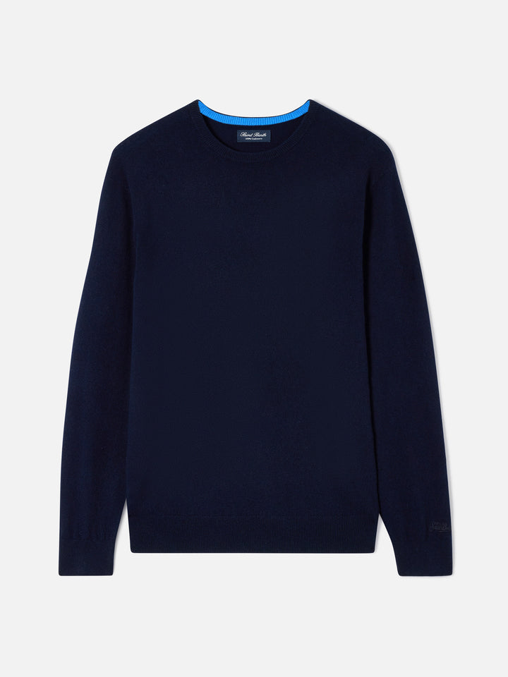 Pull col rond Regent en cachemire navy blue 