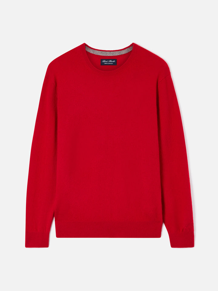 Pull col rond Regent en cachemire rouge 