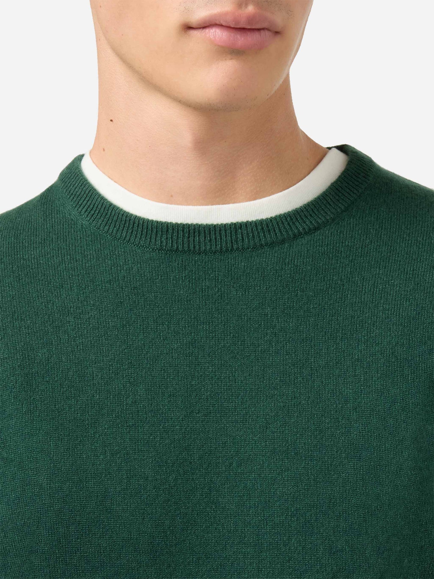 Regent crewneck sweater in 100% dark green CASHMERE