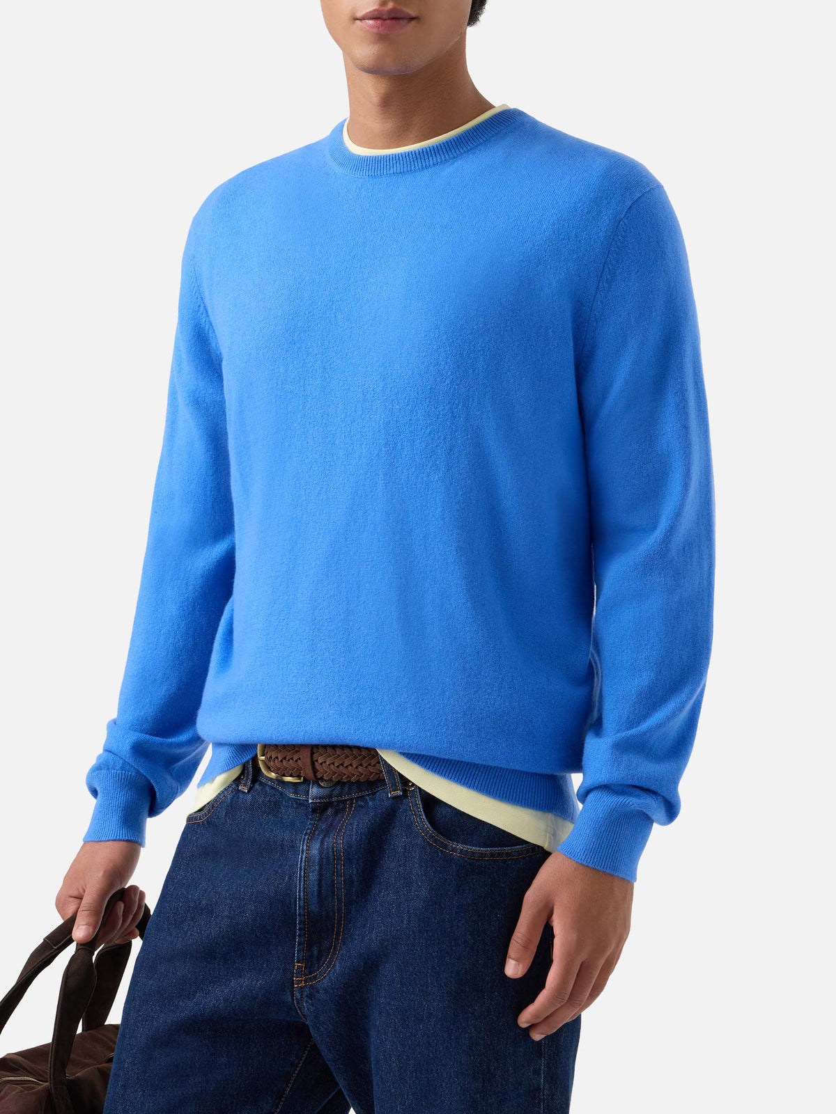 Crewneck Regent aus leuchtendem blue Kaschmir 