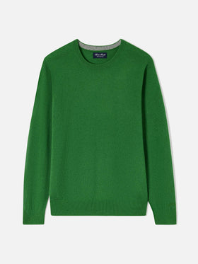 Pull col rond Regent en cachemire vert 