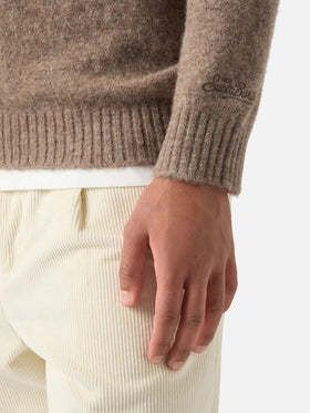 Jersey Beige Regent de cuello redondo en mezcla de alpaca 