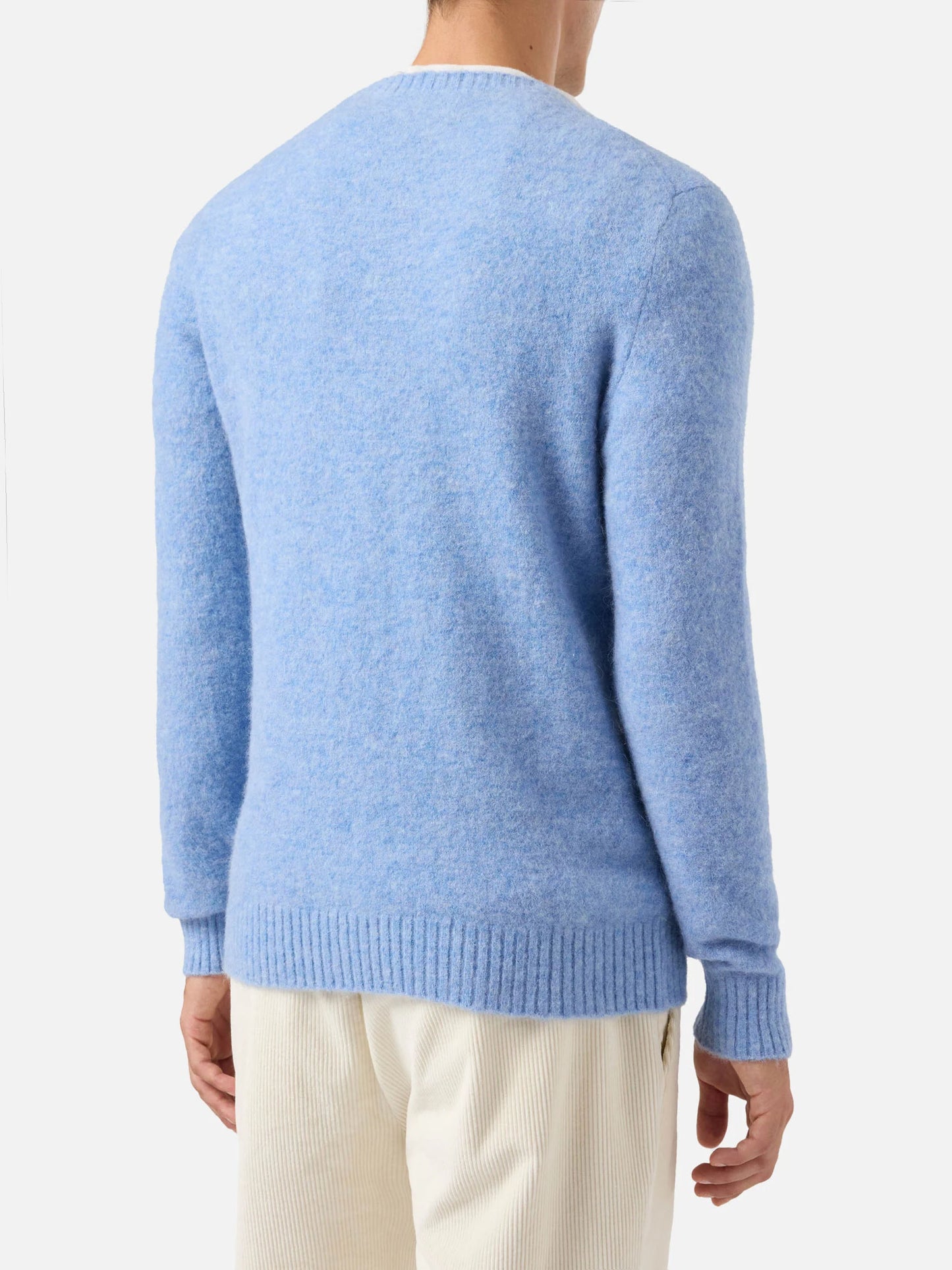 Crewneck sweater Regent in light blue STRETCH ALPACA