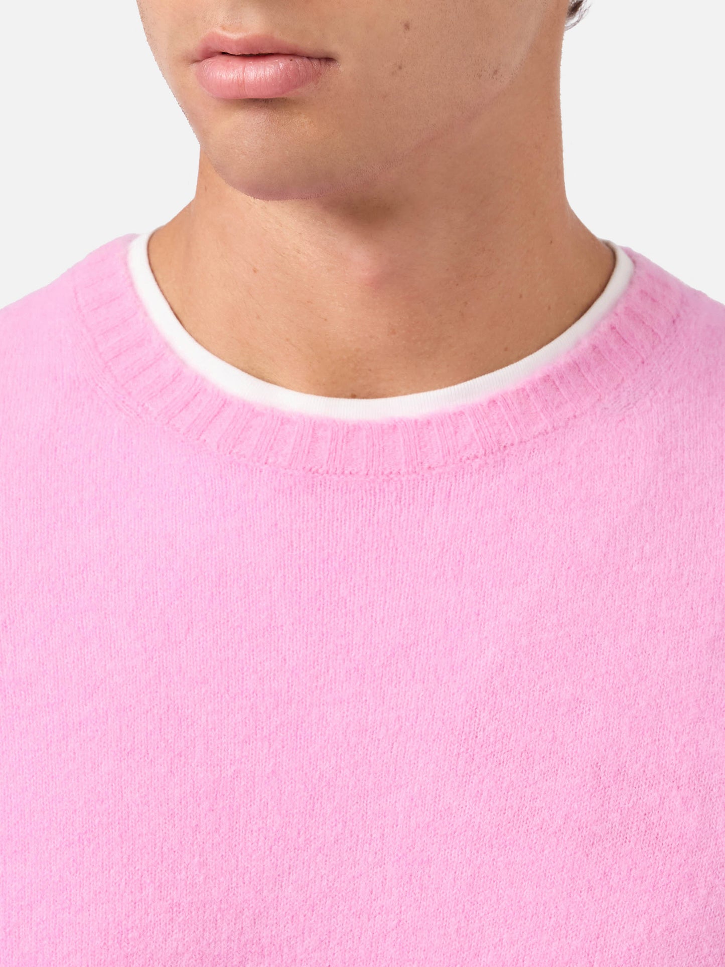 Regent pink stretch alpaca sweater with logo embroidery