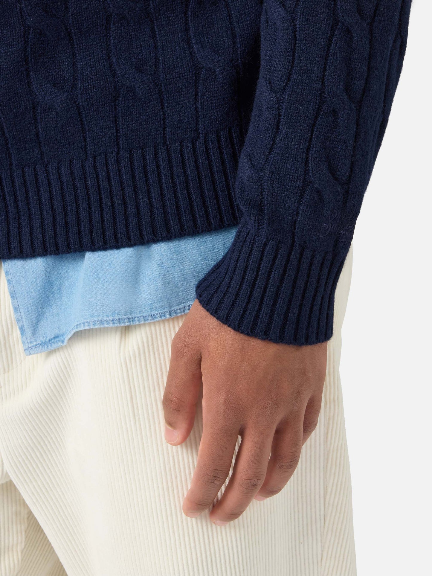Regent pure-wool cable-knit sweater in navy