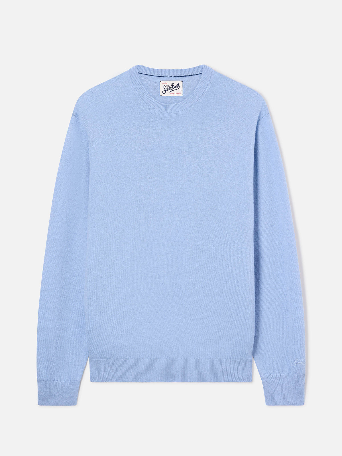Light blue Regent merino wool and cashmere blend crewneck