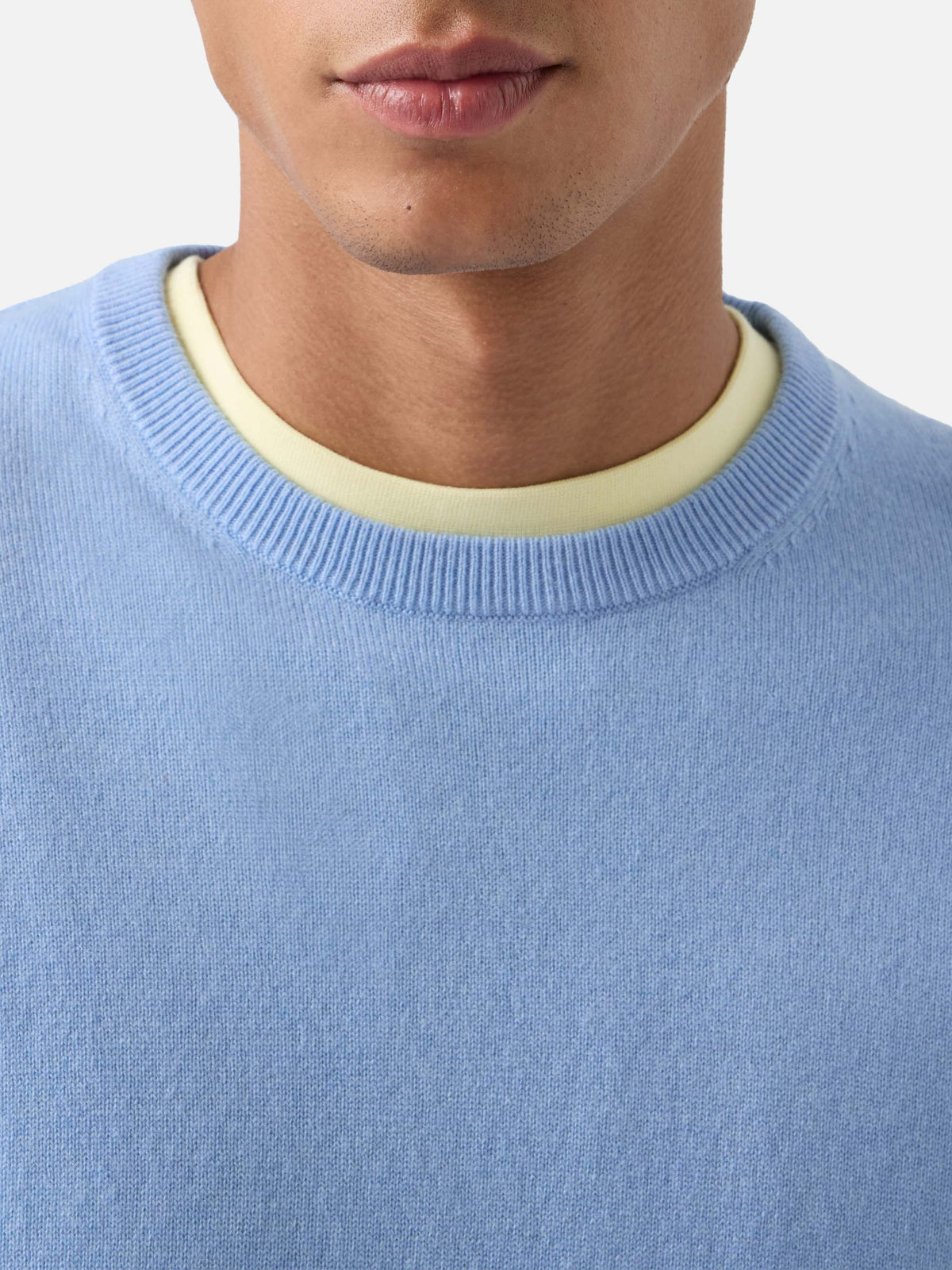 Light blue Regent merino wool and cashmere blend crewneck