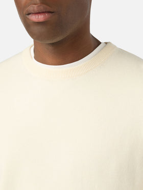 Off white Regent Rundhalspullover aus Merinowolle- und Kaschmirmischung 