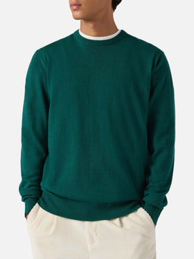 Regent sweater in British green merino wool and cashmere