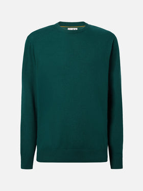Regent sweater in British green merino wool and cashmere