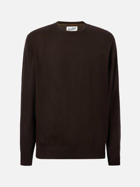 Regent sweater in brown merino wool and cashmere