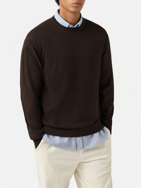 Regent sweater in brown merino wool and cashmere