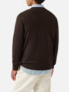 Regent sweater in brown merino wool and cashmere
