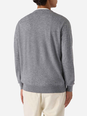 Regent sweater in melange grey merino wool and cashmere