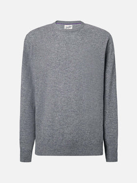 Regent sweater in melange grey merino wool and cashmere