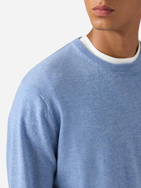 Regent sweater in dusty blue merino wool and cashmere