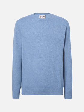 Regent sweater in dusty blue merino wool and cashmere
