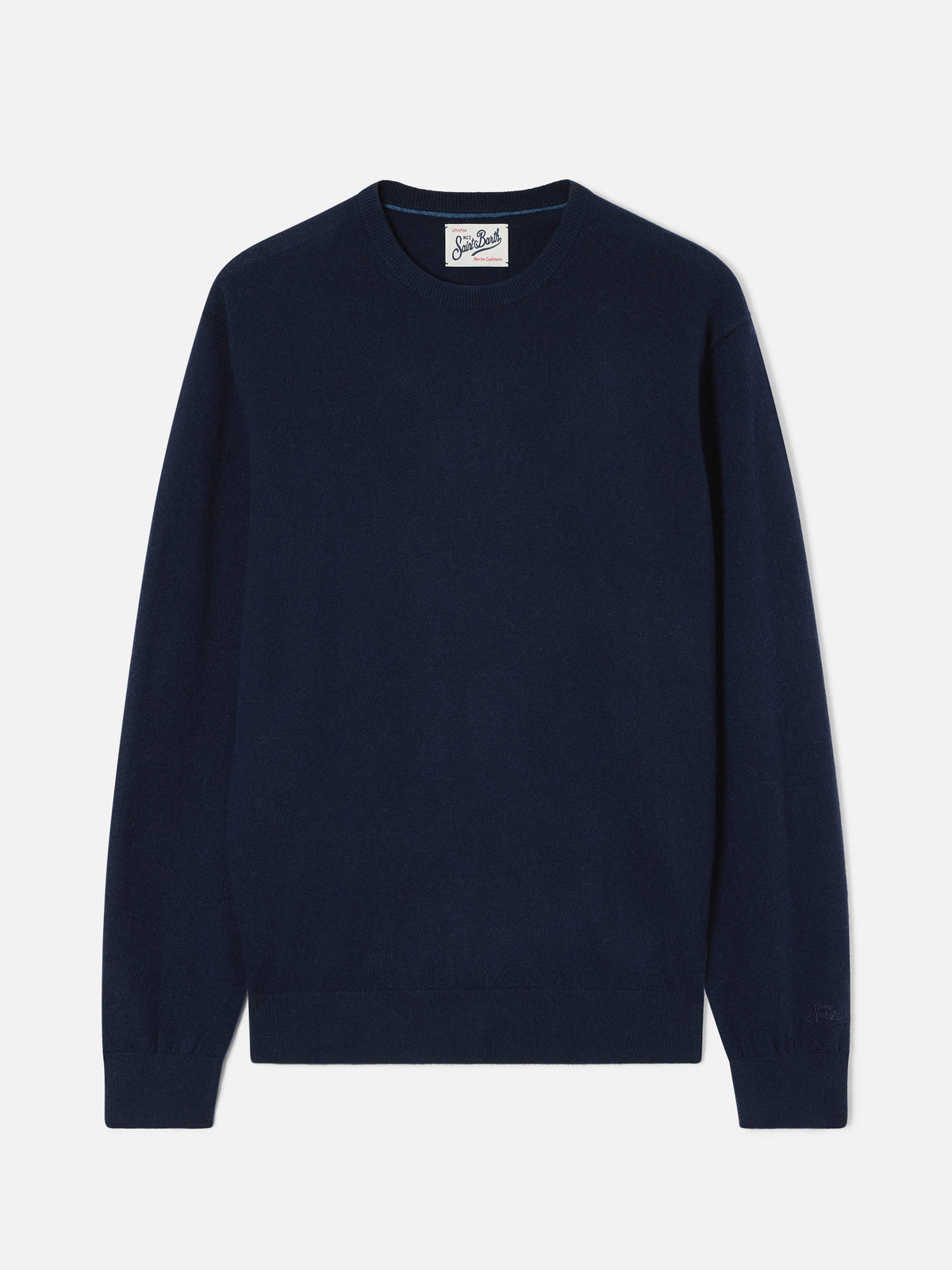 Navy blue Regent Rundhalspullover aus Merinowolle und Kaschmirmischung 