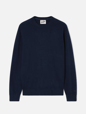 Navy blue Regent Rundhalspullover aus Merinowolle und Kaschmirmischung 