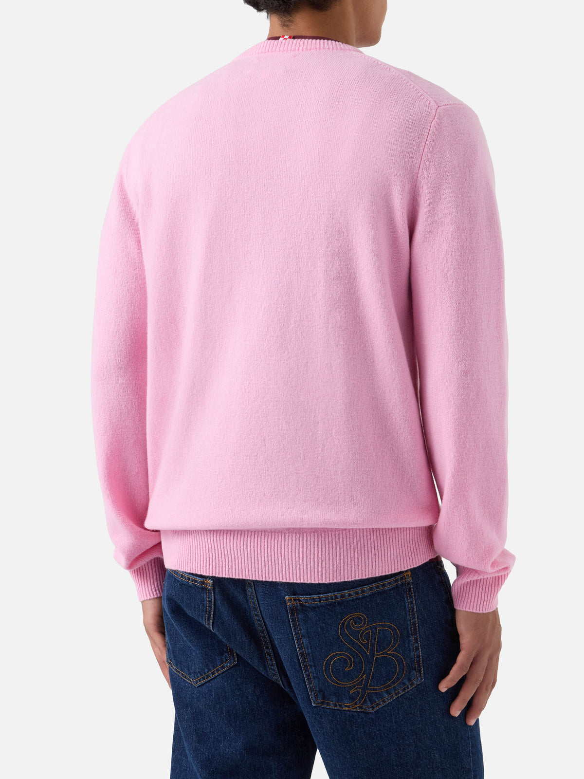 Maglia girocollo Regent rosa in lambswool
