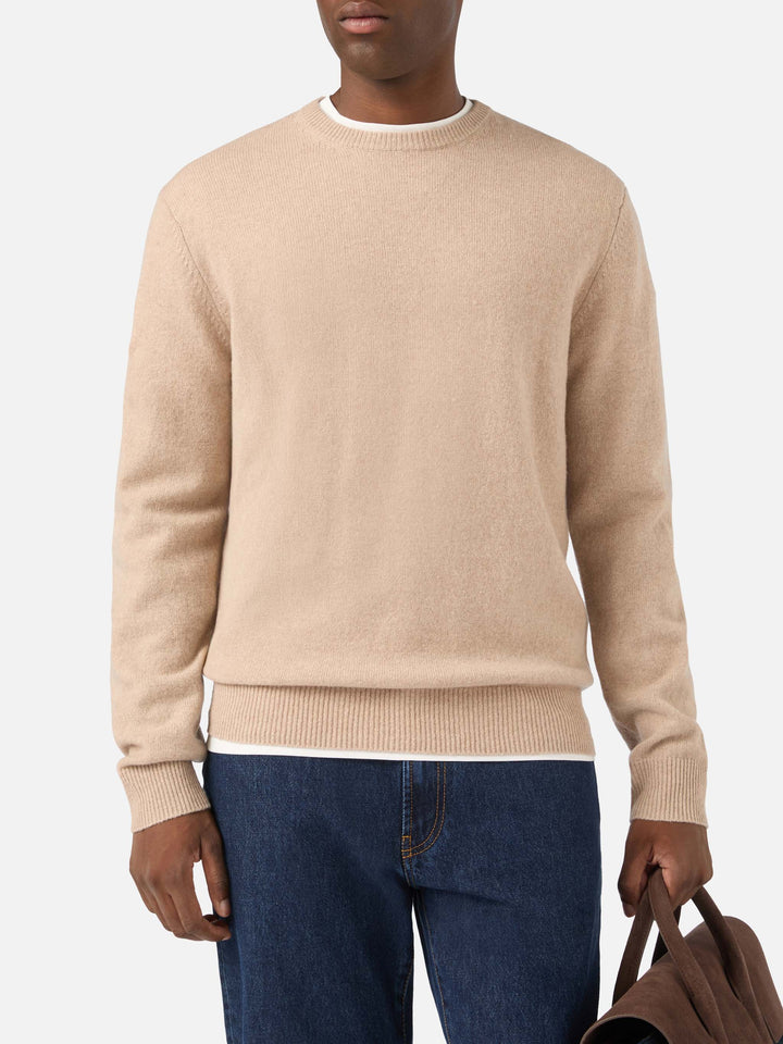 Maglia girocollo Regent beige in lambswool