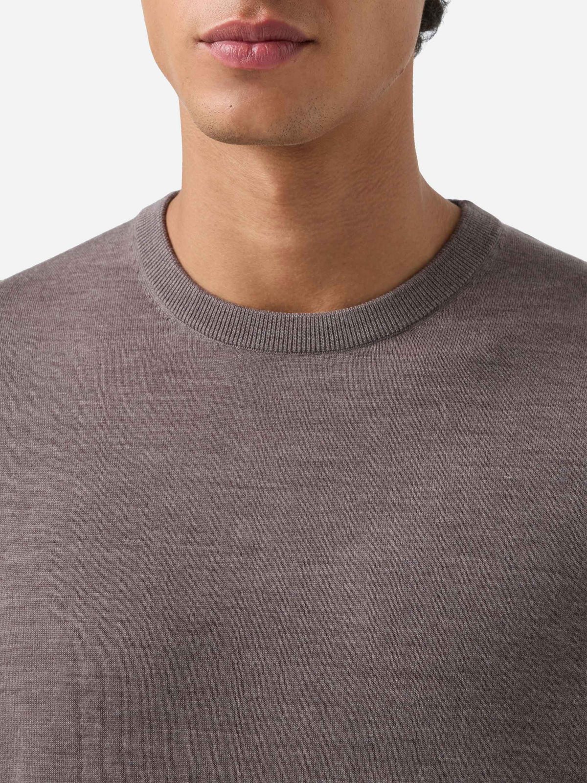 Maglia girocollo Regent beige in lana merino