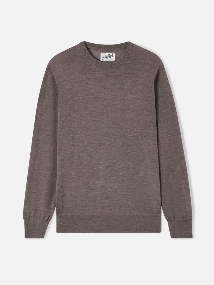 Jersey de cuello redondo Regent en Merino camel 