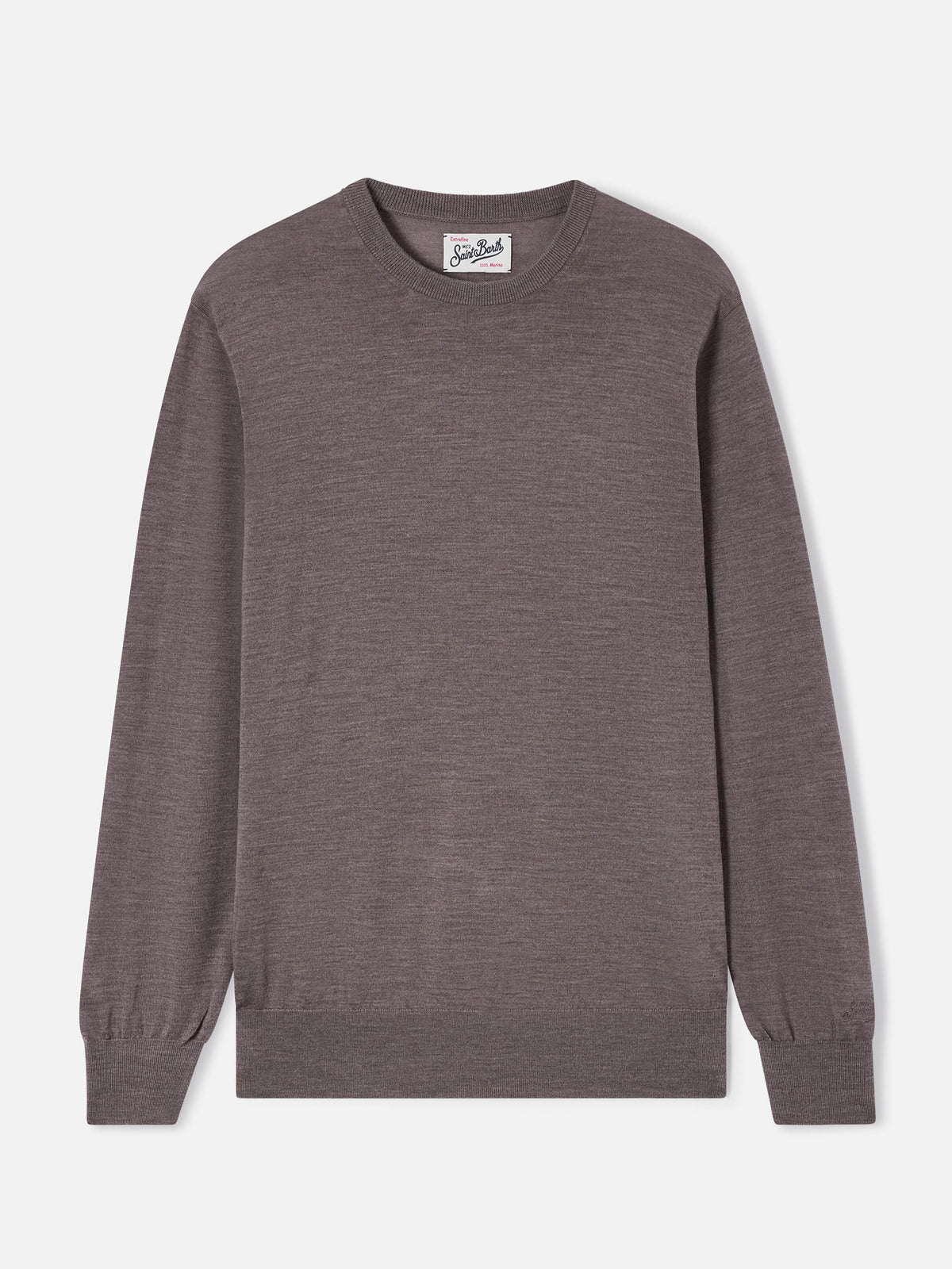 Maglia girocollo Regent beige in lana merino