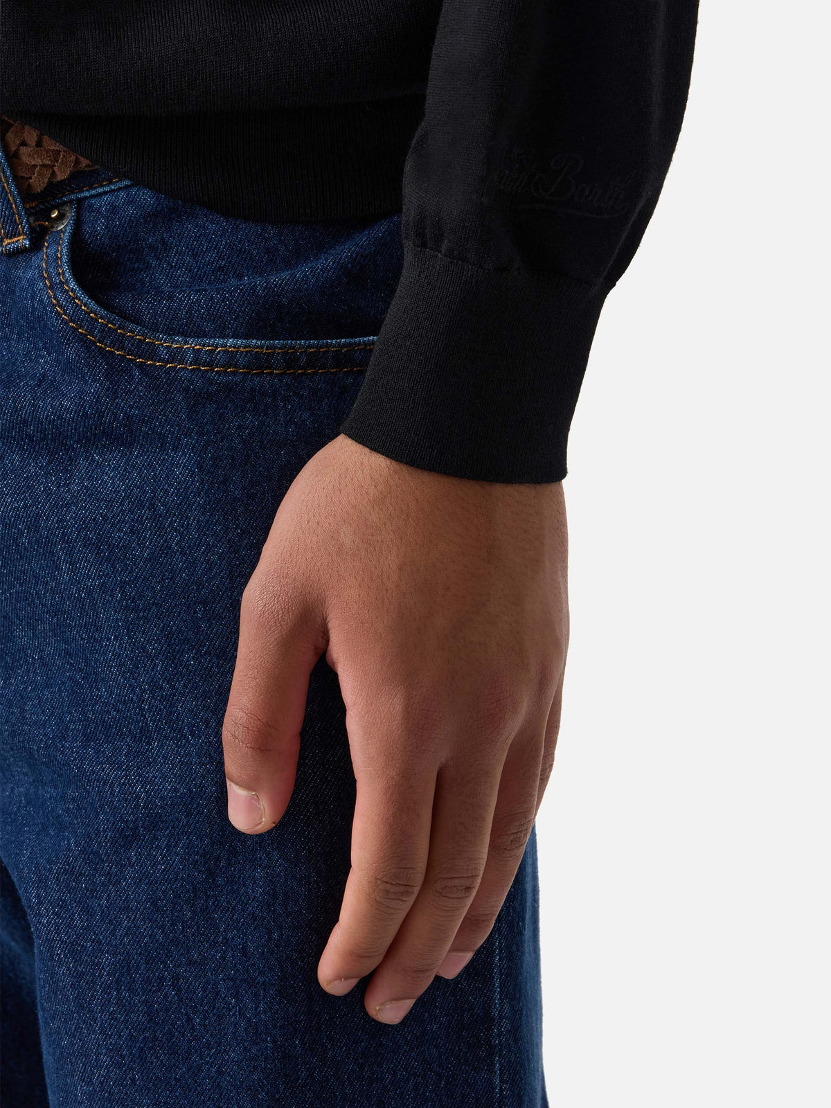Jersey de cuello redondo Regent en Merino negro 