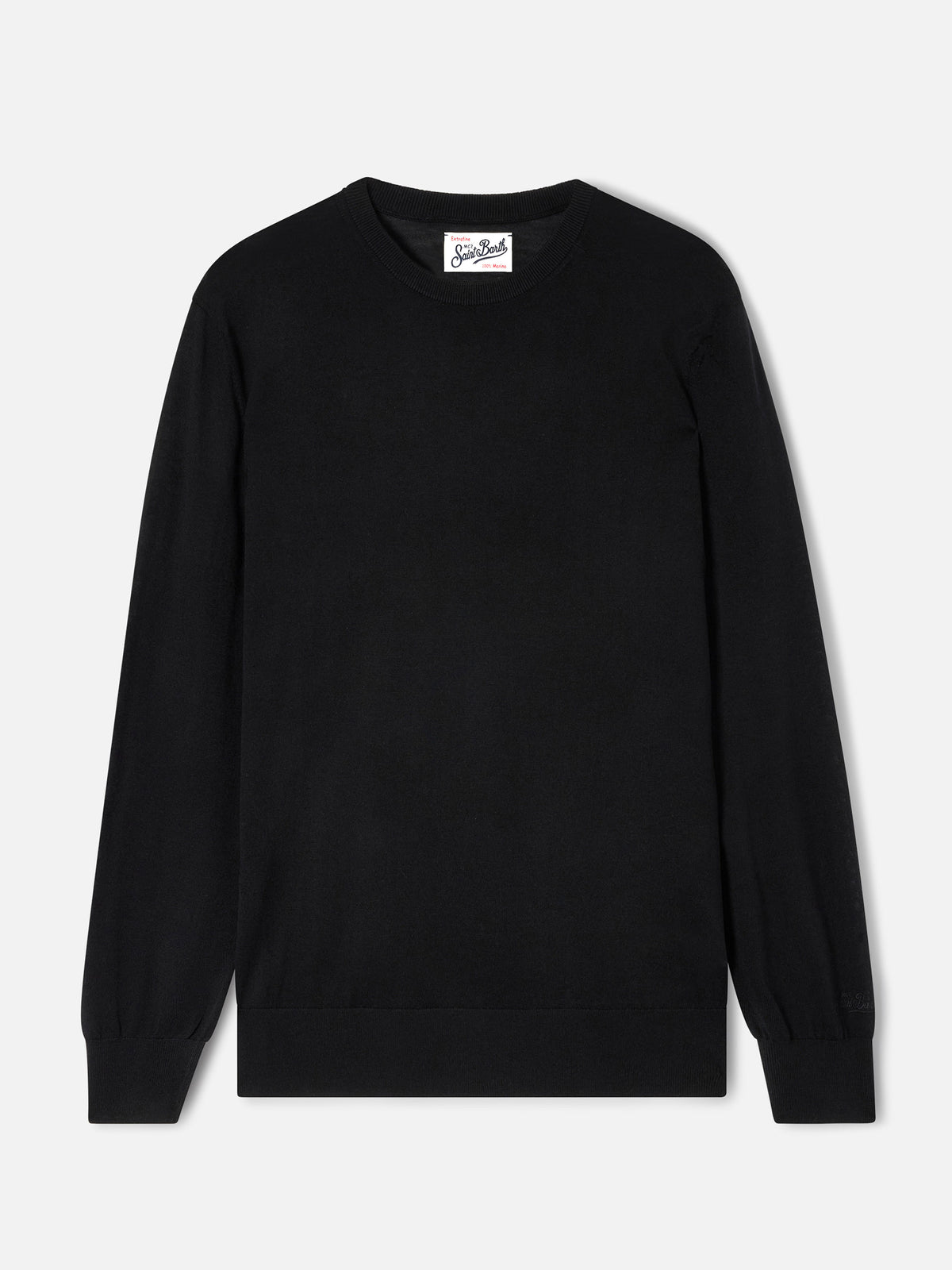 Jersey de cuello redondo Regent en Merino negro 