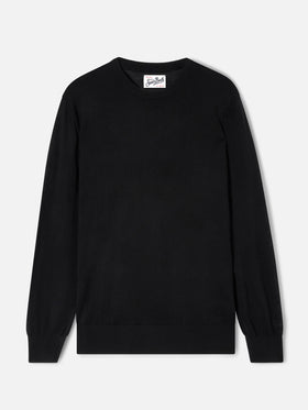 Jersey de cuello redondo Regent en Merino negro 
