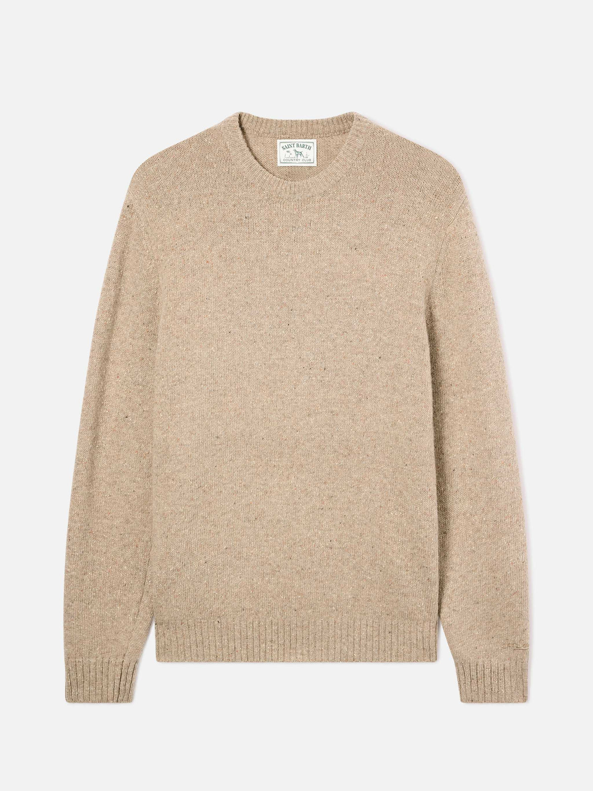 Maglia girocollo Regent khaki in misto lana Donegal