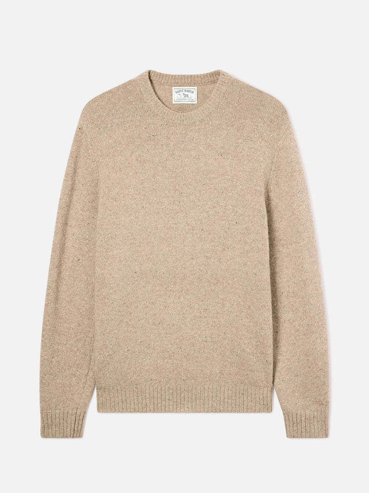 Maglia girocollo Regent khaki in misto lana Donegal