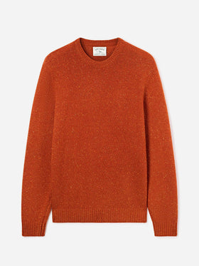 Maglia girocollo Regent arancione in misto lana Donegal