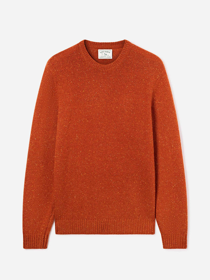 Maglia girocollo Regent arancione in misto lana Donegal