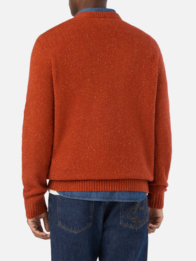 Pull col rond en maille Donegal mélangée laine Orange Regent 