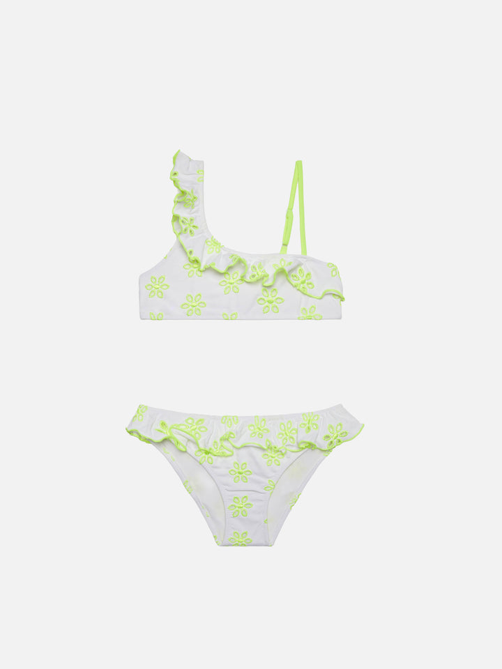 Bikini da bambina monospalla con volant