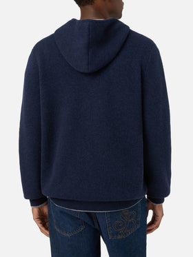 Punto con capucha de lana Ridge Navy blue con monograma SB Legacy 