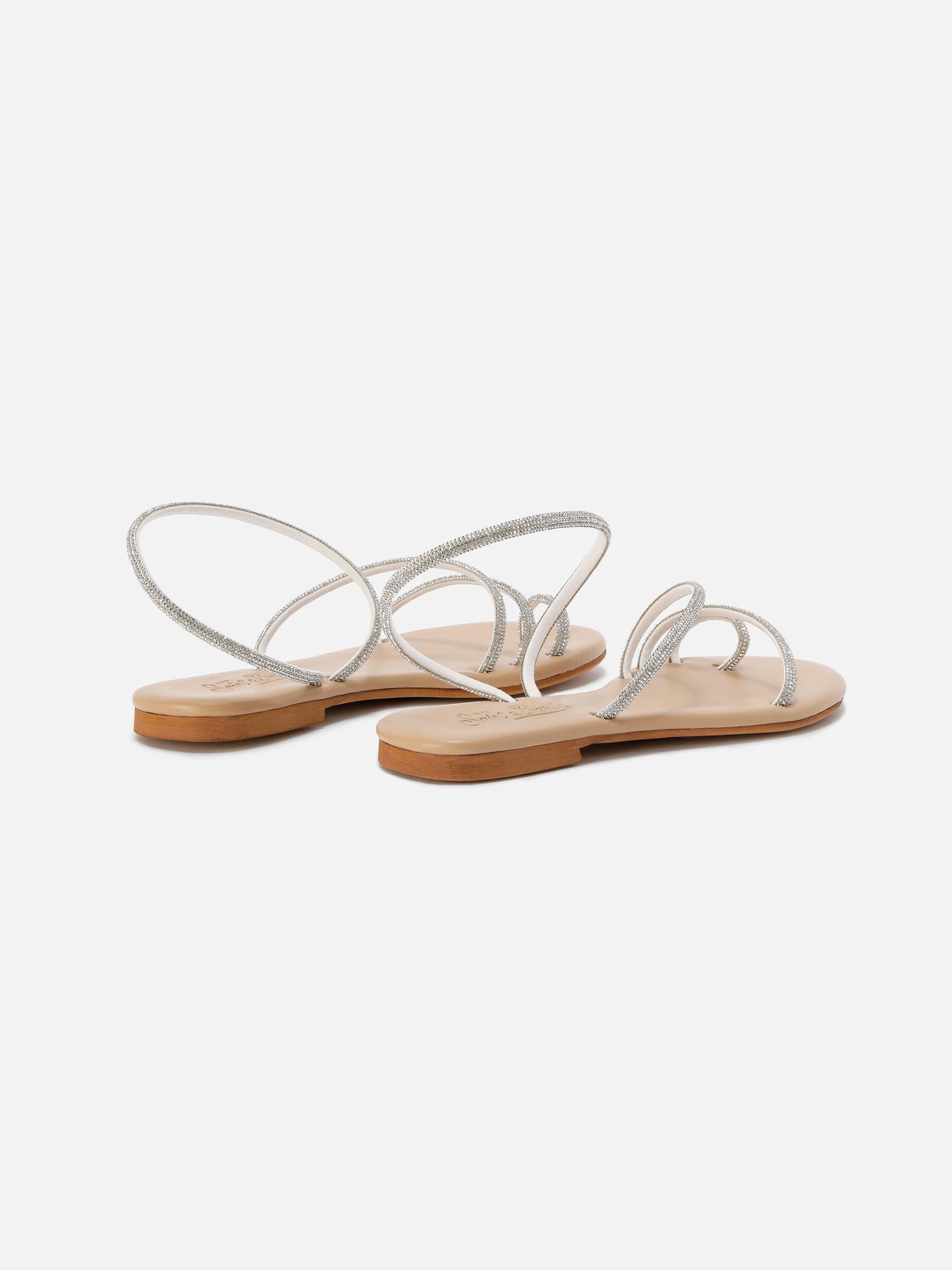 Ring sandals with silver rhinestones