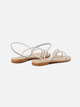 Ring sandals with silver rhinestones