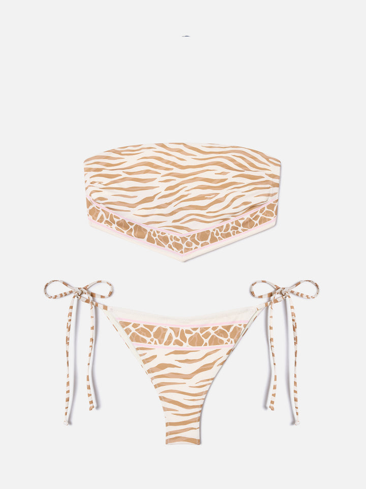 Bikini Rio Marielle con stampa animalier beige