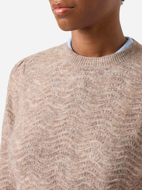Pull ras du cou Nut Marienne en mélange de laine d’alpaga douce avec point ondulé 