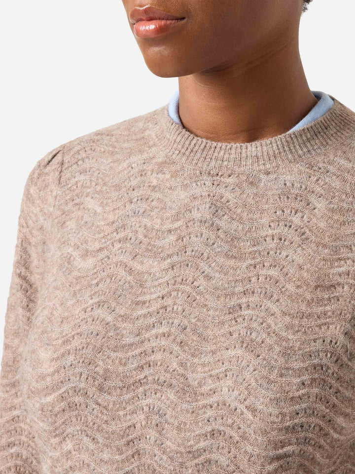 Pull ras du cou Nut Marienne en mélange de laine d’alpaga douce avec point ondulé 
