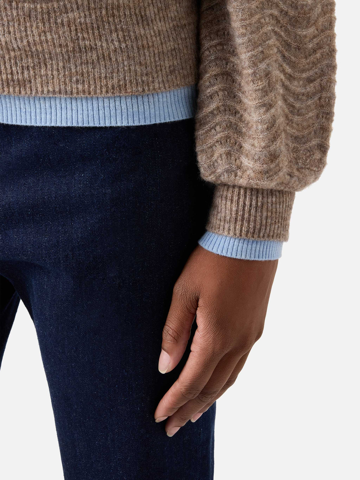 Pull ras du cou Nut Marienne en mélange de laine d’alpaga douce avec point ondulé 