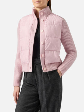 Giubbotto imbottito da donna con maniche in maglia