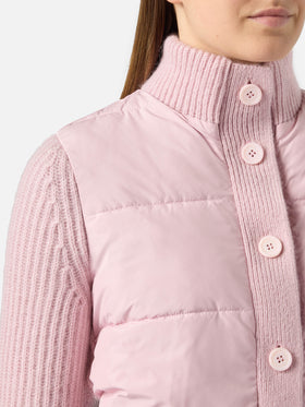 Giubbotto imbottito da donna con maniche in maglia